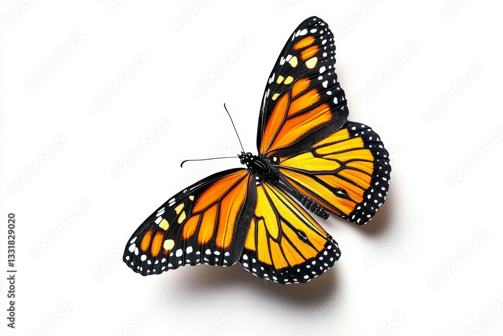 Fototapeta premium A beautiful representation of an isolated monarch butterfly in a minimalist setting.