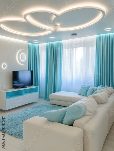 Modern Teal Living Room with Elegant Accents