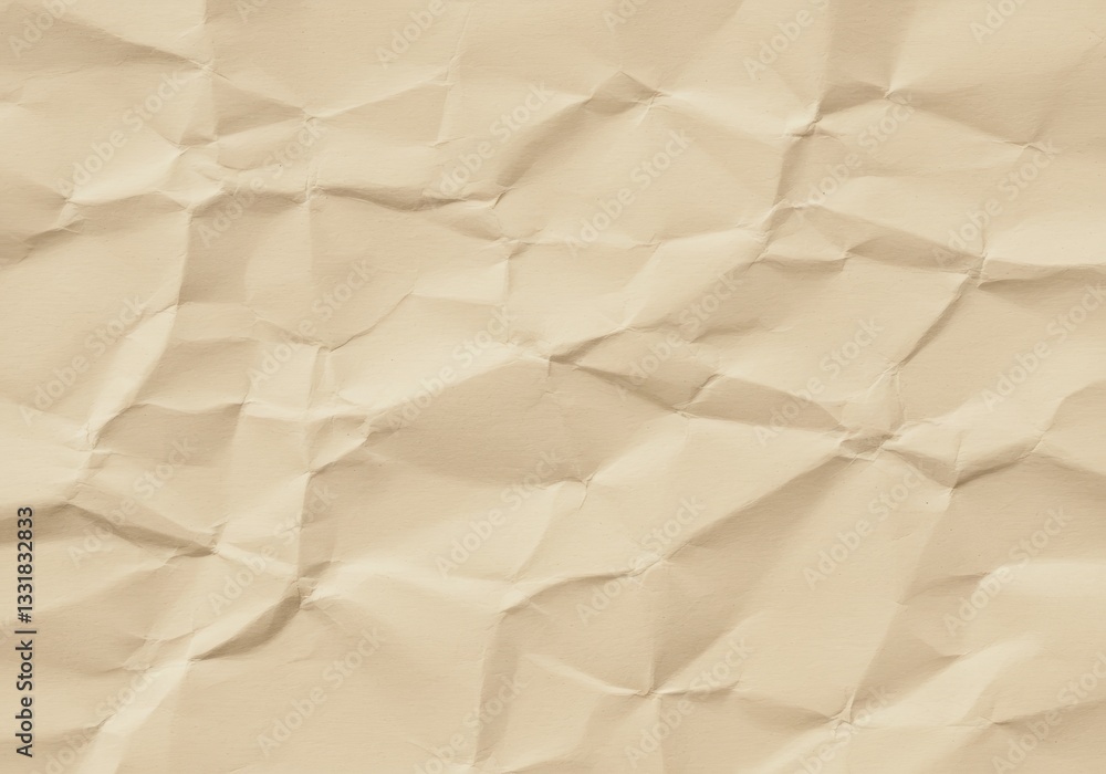 Obraz premium Textured Beige Paper with Wrinkles and Folds for Design Backgrounds