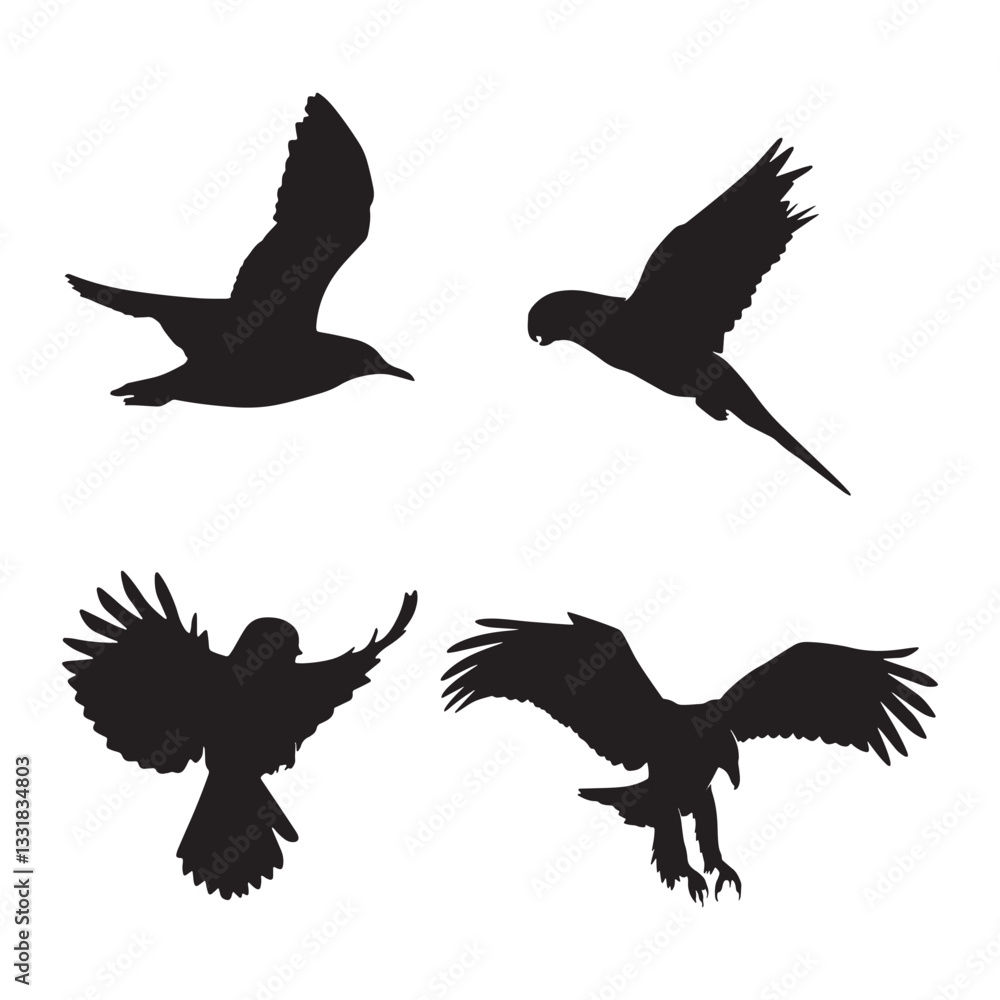 Set of Silhouettes of Birds Set of Silhouettes of Birds