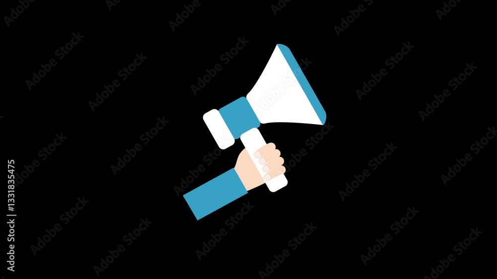 Loop animation video of a megaphone speaker concept with alpha channel Loop animation video of a megaphone speaker concept with alpha channel