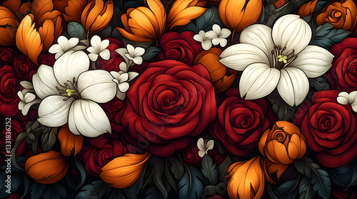 Wallpaper Mural Floral bouquet design (1) Torontodigital.ca