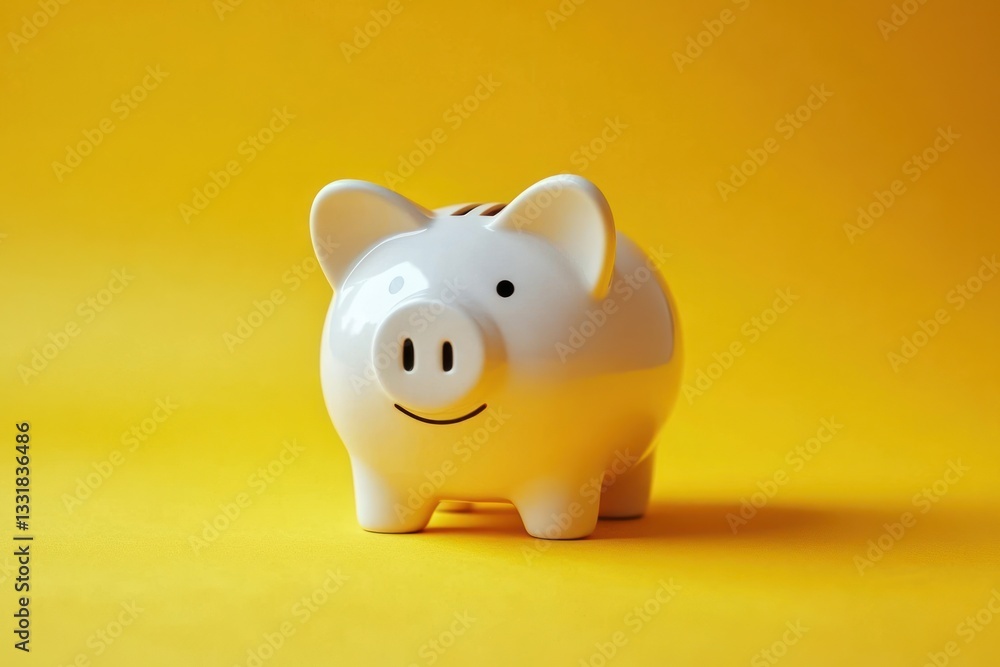 Piggy Bank on Yellow Background Representing Savings Finance Investment and Wealth Piggy Bank on Yellow Background Representing Savings Finance Investment and Wealth