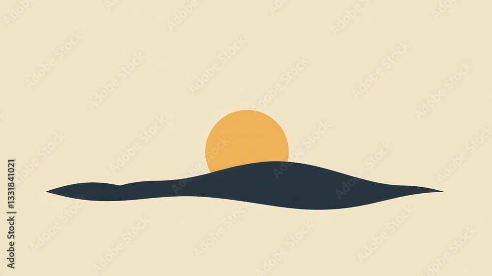 Minimalist Sunset Landscape Abstract Hill and Sun Design Minimalist Sunset Landscape Abstract Hill and Sun Design