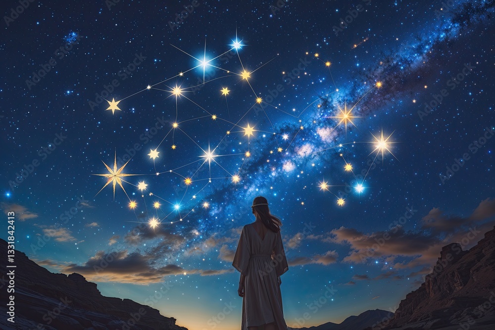 Fototapeta premium Divine Connections Among Stars in the Celestial Night Sky