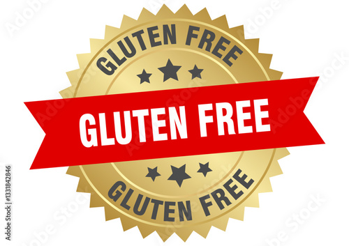 gluten free. gluten free round red and gold label isolated on transparent background