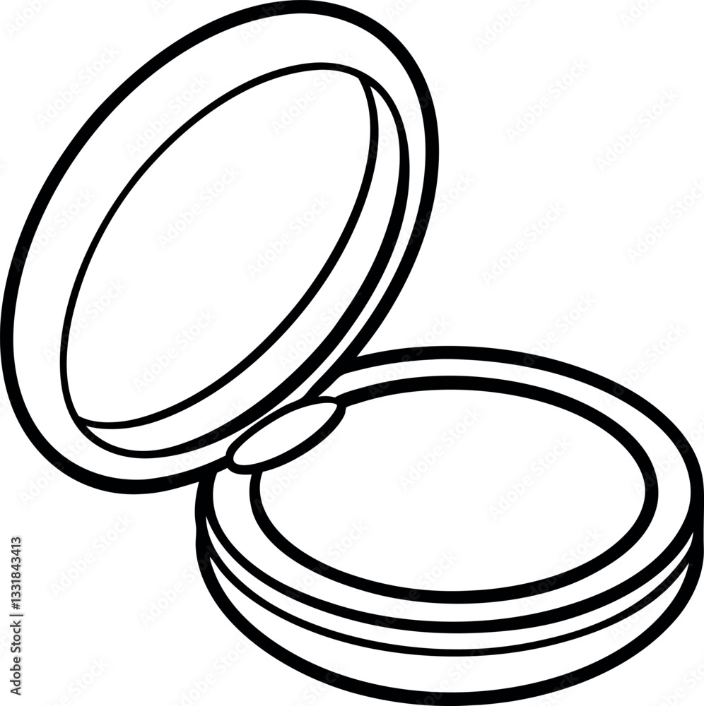 Simple line art drawing of a makeup compact featuring pressed powder and a flip-top mirror, ideal for printable beauty guides and professional cosmetics tutorials.
Simple line art drawing of a makeup compact featuring pressed powder and a flip-top mirror, ideal for printable beauty guides and professional cosmetics tutorials.