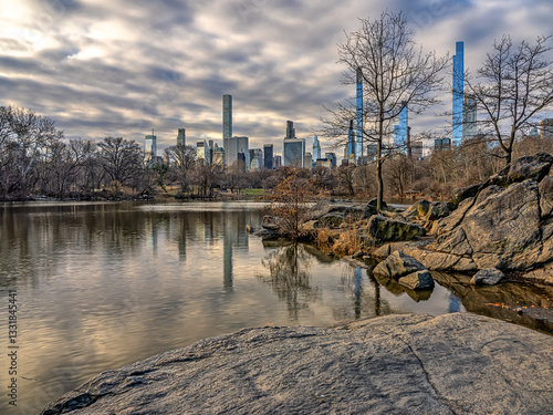 Obraz na płótnie Central Park, New York City at the lake w salonie