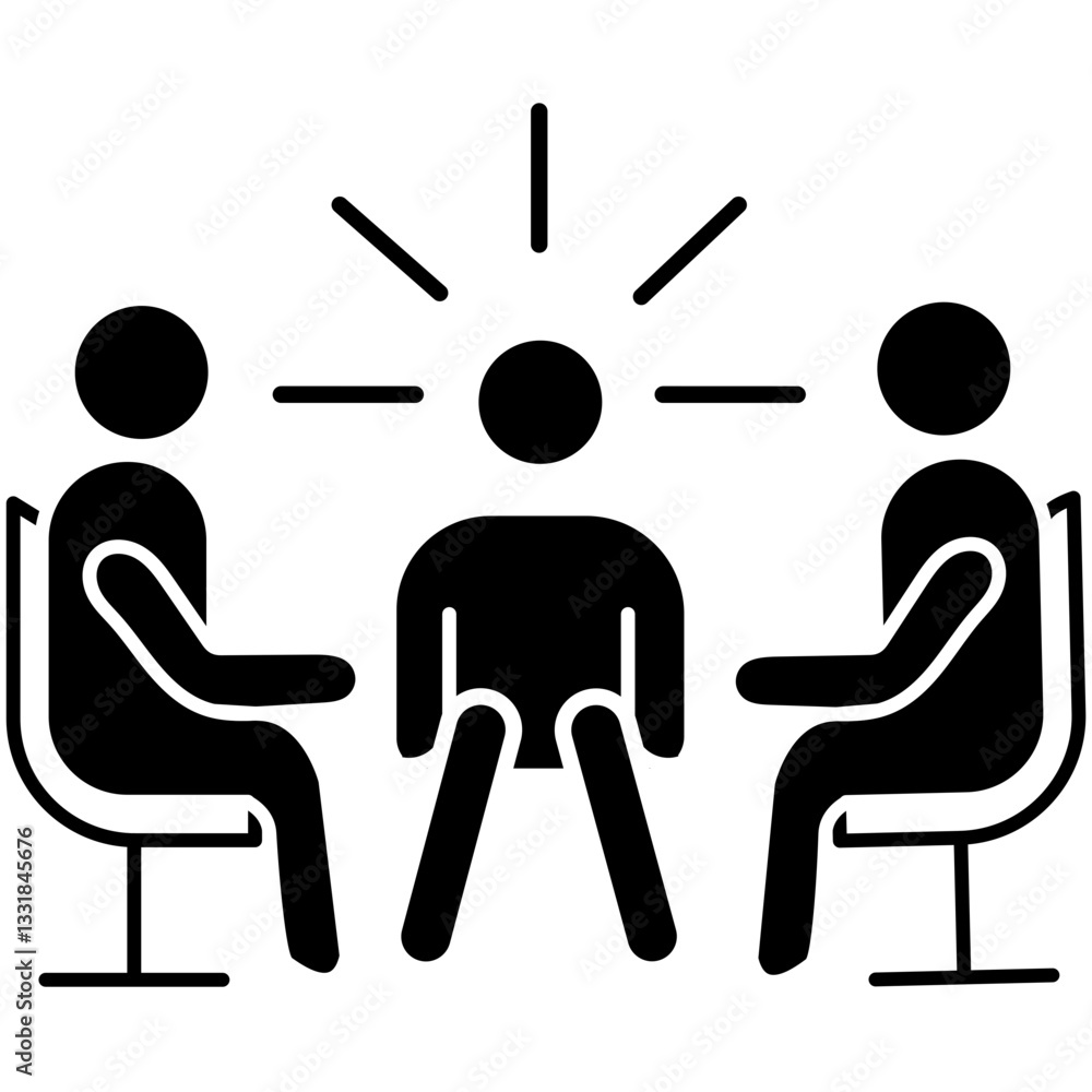 Business Meeting Discussion Icon with Transparent Background – Teamwork Collaboration, Corporate Strategy, Professional Communication, Vector Illustration