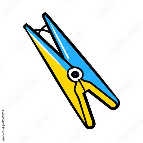 Bright laundry peg icon on black background for home and textile design projects