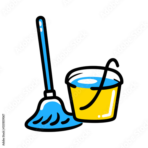 Cleaning routine essentials: bright mop and bucket combo for spotless floors and gleaming spaces