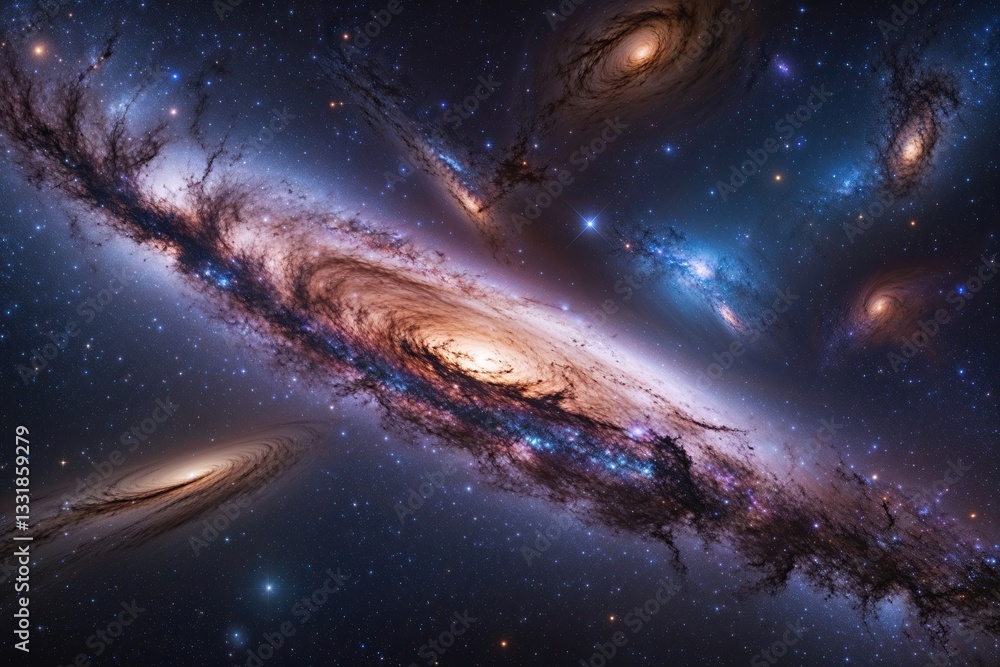 Fototapeta premium Cosmic Beauty and Exploration: A Voyage Through the Galaxy Trails and Nebulae