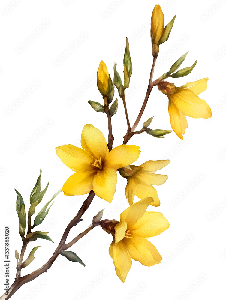 Fototapeta premium Yellow spring flower isolated on white background 