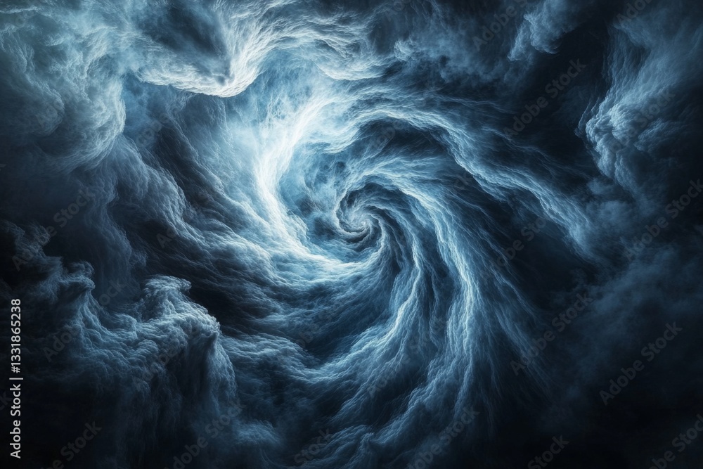 Swirling clouds create a mesmerizing vortex in a dark sky at twilight Swirling clouds create a mesmerizing vortex in a dark sky at twilight