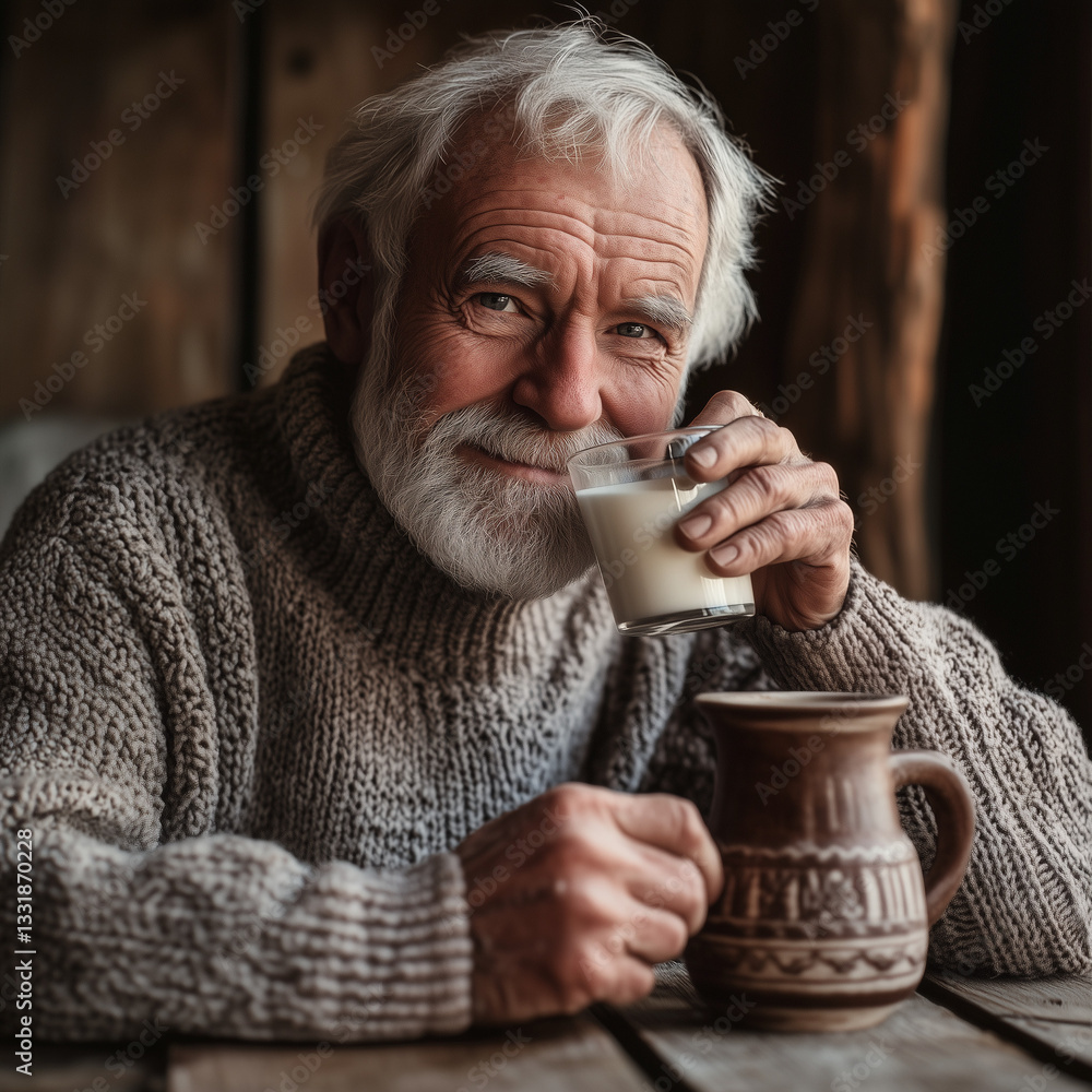Warm and Nostalgic Scene of an Elderly Person Enjoying a Meal Warm and Nostalgic Scene of an Elderly Person Enjoying a Meal