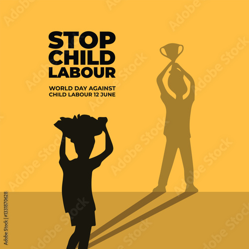 World Day Against Child Labor, Stop Child Labour concept, social media poster design template