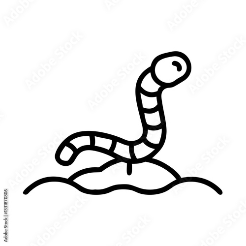Earthworm Illustration – Simple Black and White Line Art for Soil Health and Composting