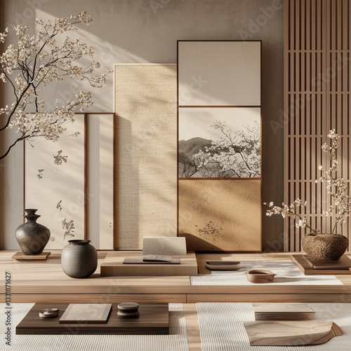 MOODBOARD asian style Japanese, Korean traditional and WITH A COMBINATION OF NATURAL SHADES AND WOOD