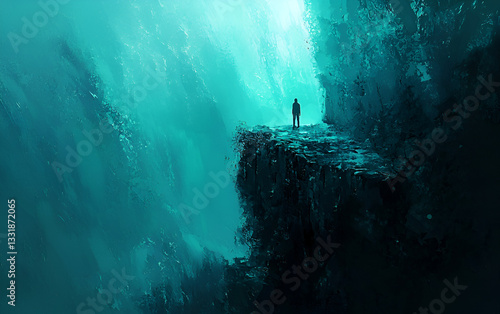 silhouette of a man in a cave