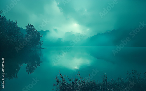 misty morning on the lake