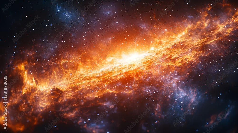 Obraz premium Cosmic Nebula, Fiery Galactic Cloud