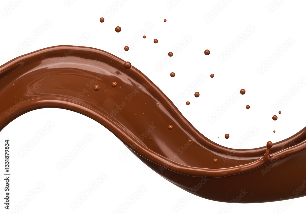 A smooth and glossy wave of liquid chocolate captured in motion isolate on transparent background A smooth and glossy wave of liquid chocolate captured in motion isolate on transparent background
