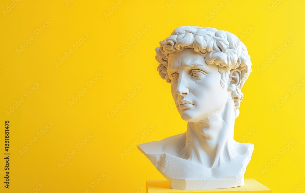 Obraz premium Classic bust sculpture, yellow background, art design, website header