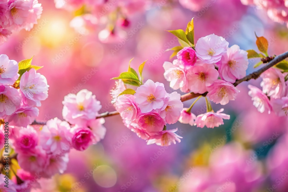 Pink Sakura Blossoms Bokeh Background - Japanese Cherry Tree Flowers Pink Sakura Blossoms Bokeh Background - Japanese Cherry Tree Flowers