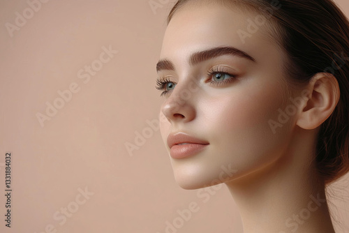 portrait of a beautiful young woman with healthy skin and makeup