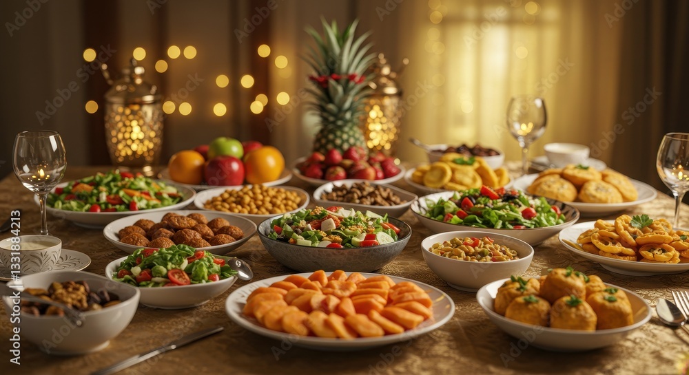 A Festive Table Spread: A Delicious Gathering of Dishes A Festive Table Spread: A Delicious Gathering of Dishes
