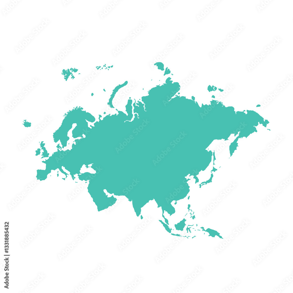 Obraz premium Map of Eurasia, sign silhouette. World Map Globe. Vector Illustration isolated on transparent background. Europe and Asia continent.