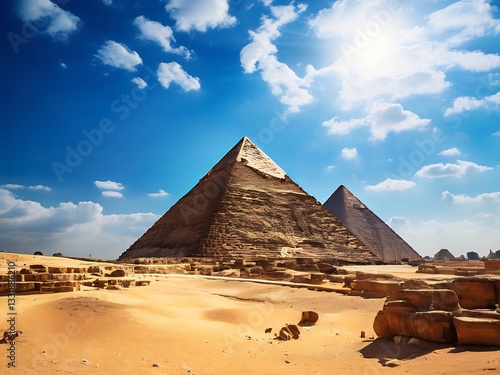 Majestic Pyramids Under a Bright Blue Sky