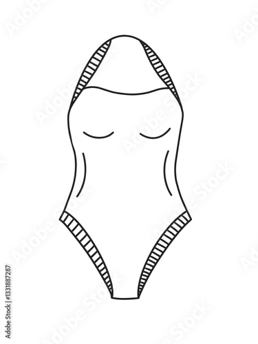 Creative design of a one-piece swimsuit on a white background for fashion inspiration