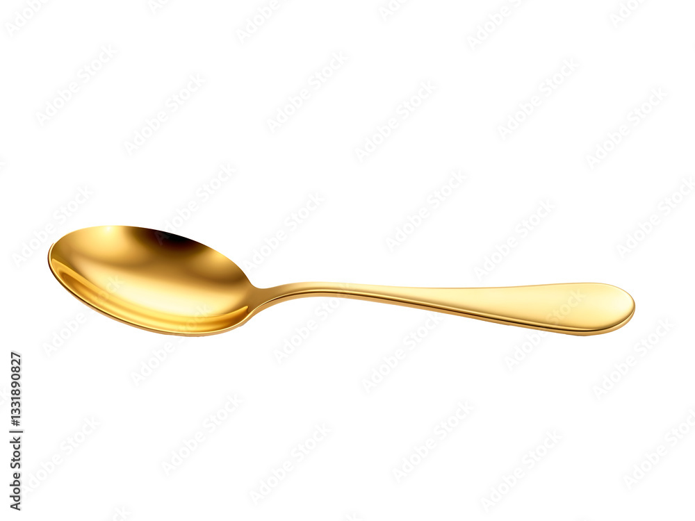 A golden spoon with a polished surface, isolated on a white background. Generative AI A golden spoon with a polished surface, isolated on a white background. Generative AI