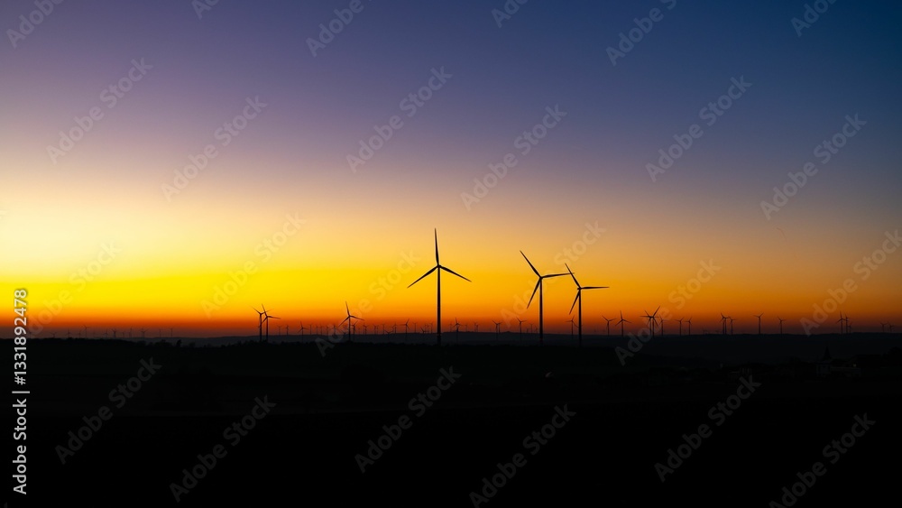Obraz premium Wind Turbines at Sunset