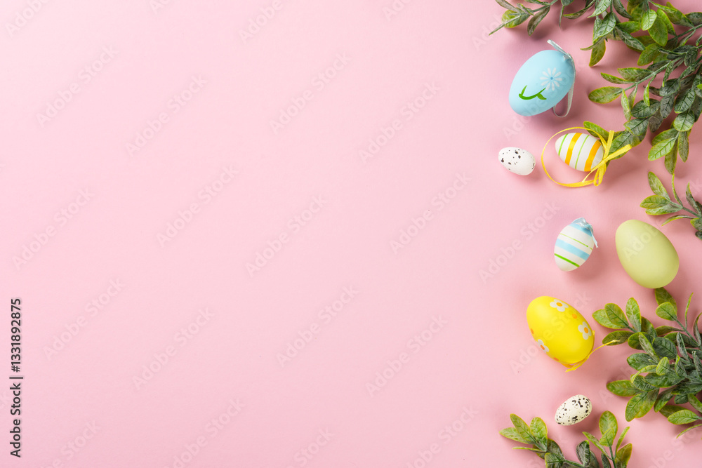 Easter eggs on colored background.