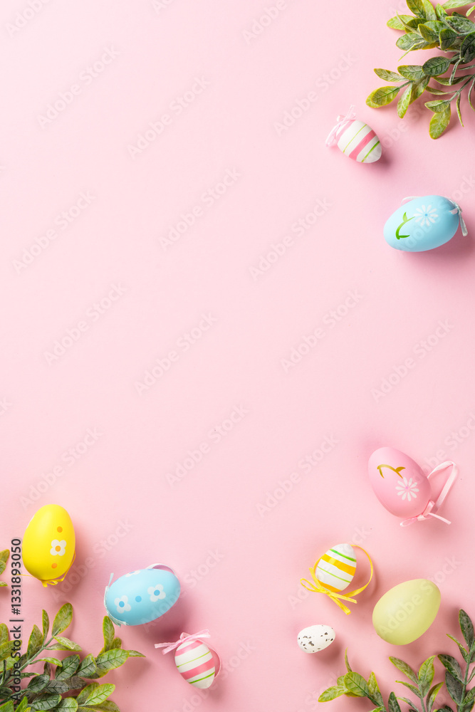 Easter eggs on colored background.
