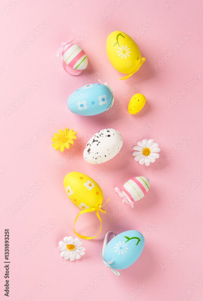 Easter eggs on colored background.