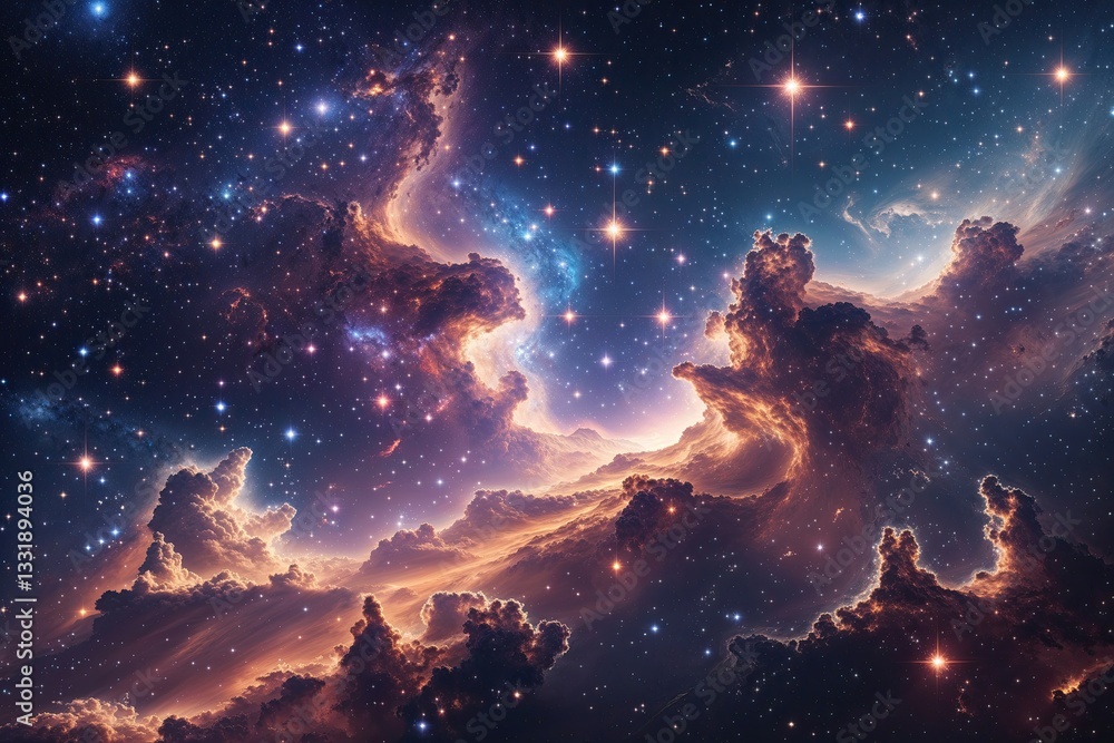 Fototapeta premium Breathtaking Cosmic Landscape Stunning Stellar Structures and Intergalactic Nebulae