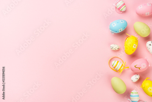 Easter eggs on colored background.