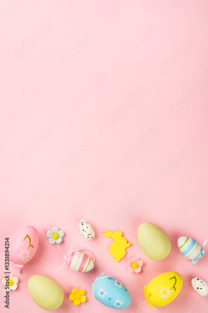 Easter eggs on colored background.