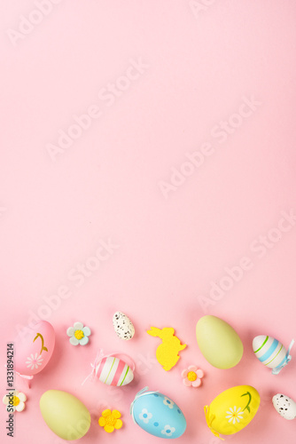 Obraz na płótnie Easter eggs on colored background. w salonie