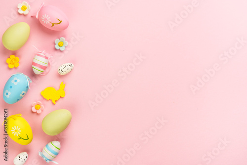 Obraz na płótnie Easter eggs on colored background. w salonie
