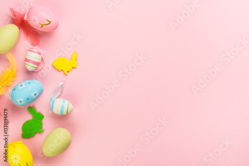 Obraz na płótnie Easter eggs on pink background. w salonie