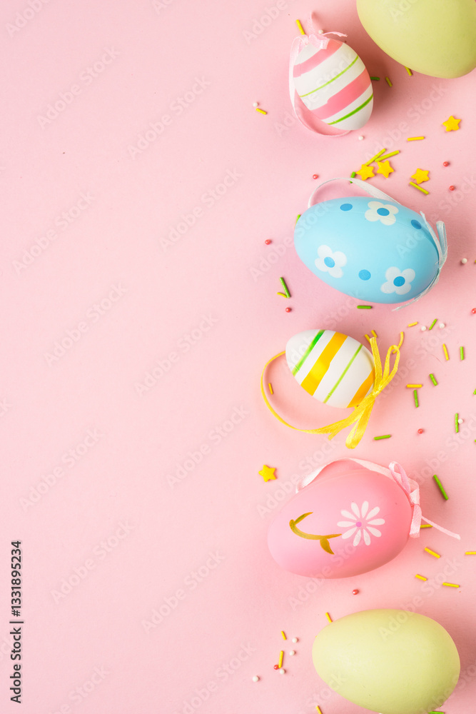 Easter eggs on colored background.