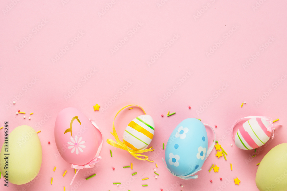 Easter eggs on colored background.