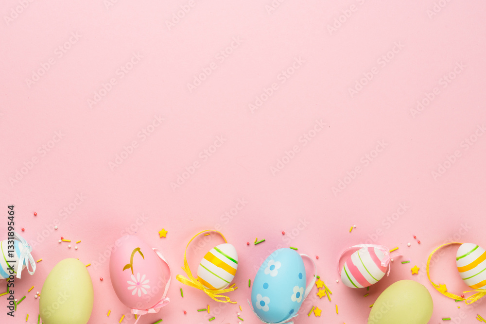 Easter eggs on colored background.