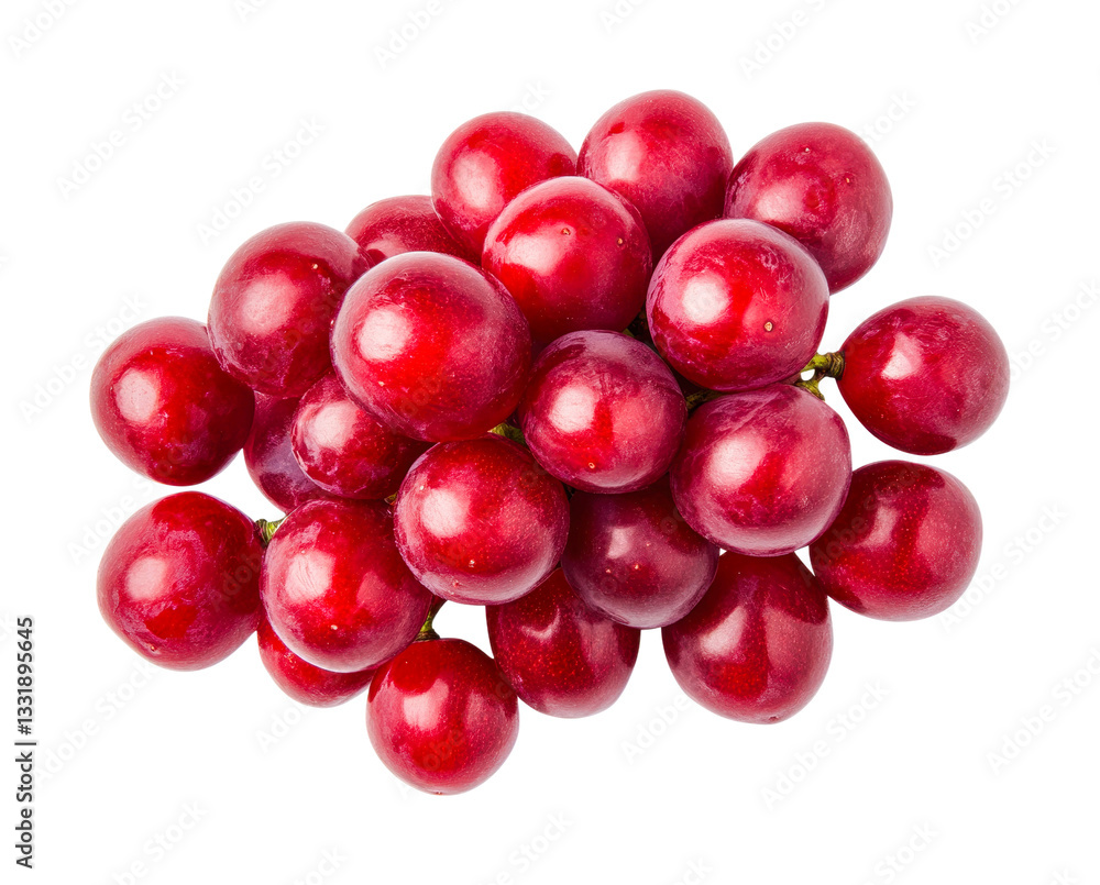 Vibrant bunch of red grapes on white background, cut out Vibrant bunch of red grapes on white background, cut out