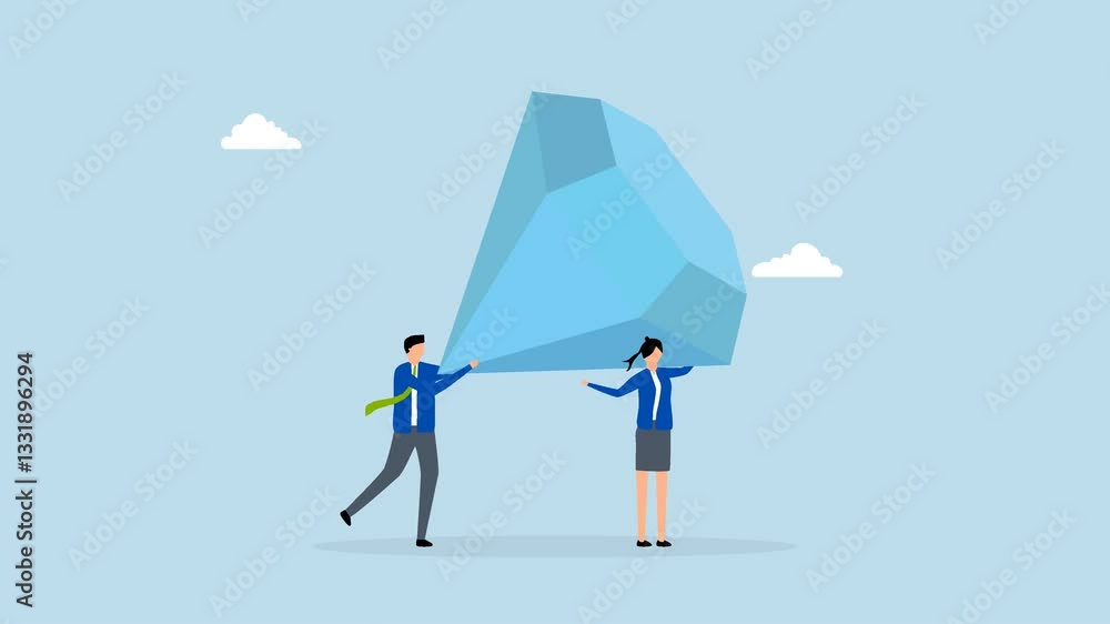 Core value, 4k animation Business individuals assist in transporting large precious diamond. Core value, 4k animation Business individuals assist in transporting large precious diamond.
