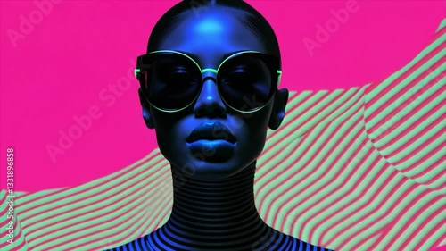 Digital stripe fashion model 08